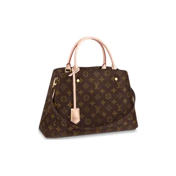 LOUIS VUITTON Montaigne Canvas With Leather Montaigne Handbag Medium Size Women's Brown