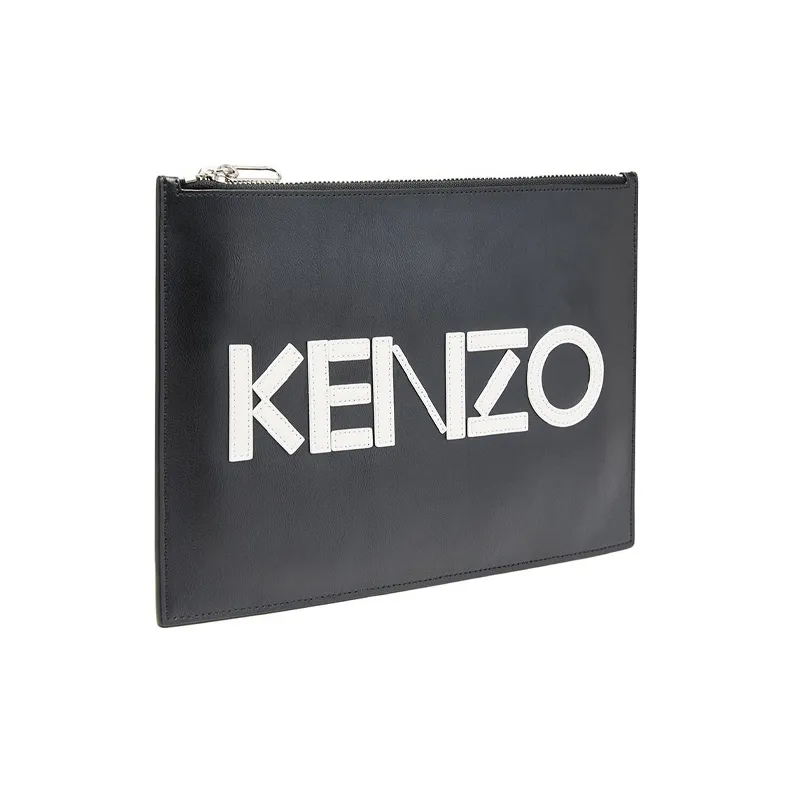 KENZO Cow Leather Handbag Clutch Men's Black-2