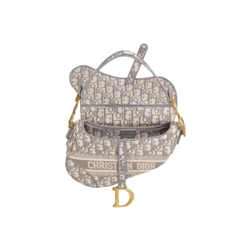 DIOR Saddle Bag Gray DIOR Oblique Embroidery-2