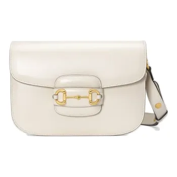 GUCCI Leather Saddle Bag, Crossbody Bag, Shoulder Bag Women's White