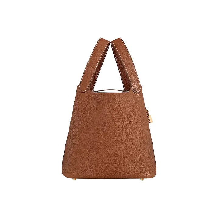 HERMES Picotin Lock Barenia Faubourg Calfskin Basket Bag, Bucket Bag, Handbag 22 Women's Light Yellow Umber-1