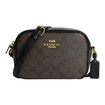 COACH Camera PVC With Skin Camera Bags Shoulder Bag Crossbody Bag Small Size Women's Dark Brown & Black