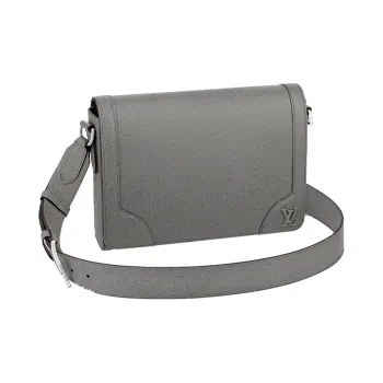 LOUIS VUITTON Embossed Cow Leather Messenger Bag, Shoulder Bag Men's Gray