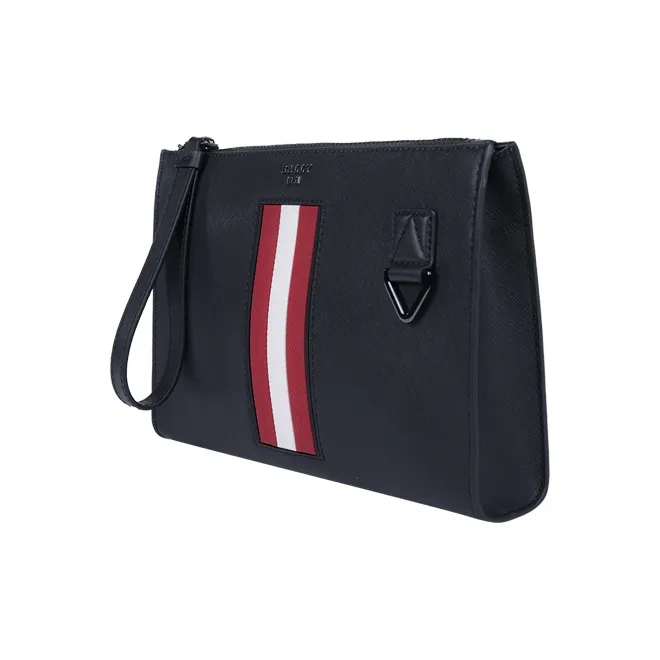 BALLY Cow Leather Coin Purse Commute Clutch Tubas Men's Pure Black-1