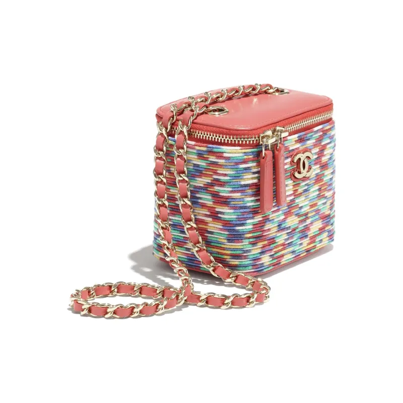 CHANEL Velour And Metal Square Box Clutch Trumpets Women's Pink Multicolor-1