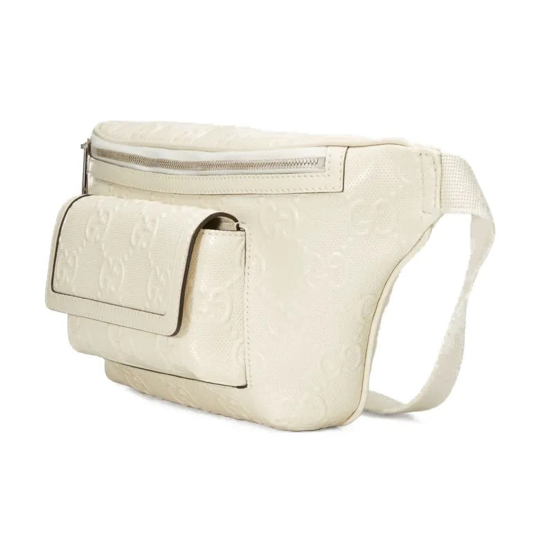 GUCCI Leather Fanny Pack Sling Bags Regular Men's White-1