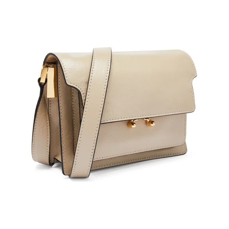 MARNI Trunk Cow Leather Portable Crossbody Bag Shoulder Bag Women's Light Gray-3