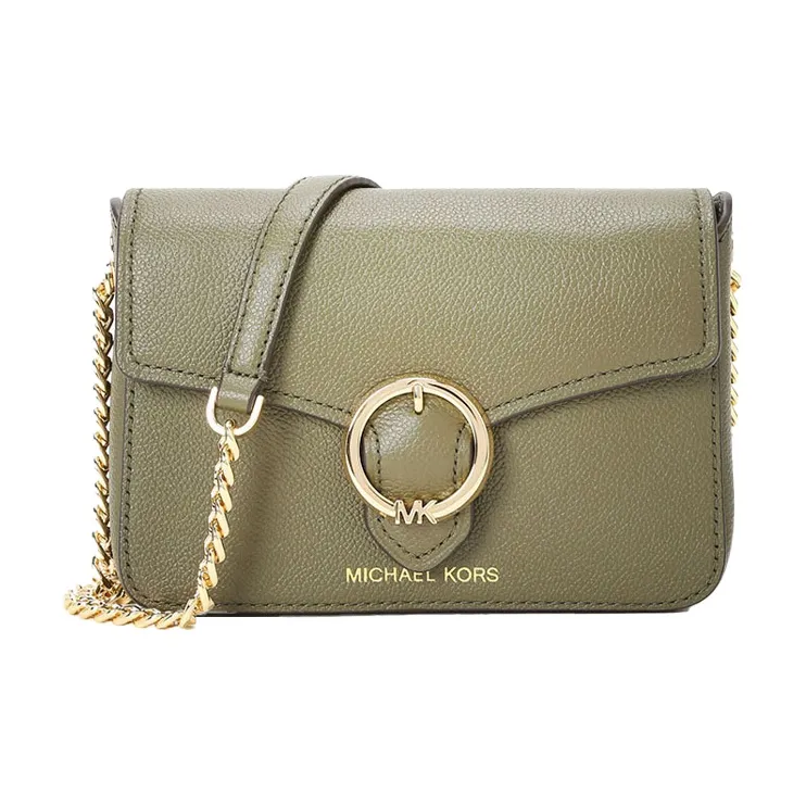 MICHAEL KORS Wanda Cow Leather With Fabric Shoulder Bag Crossbody Bag Small Size Women's Olive Green-0