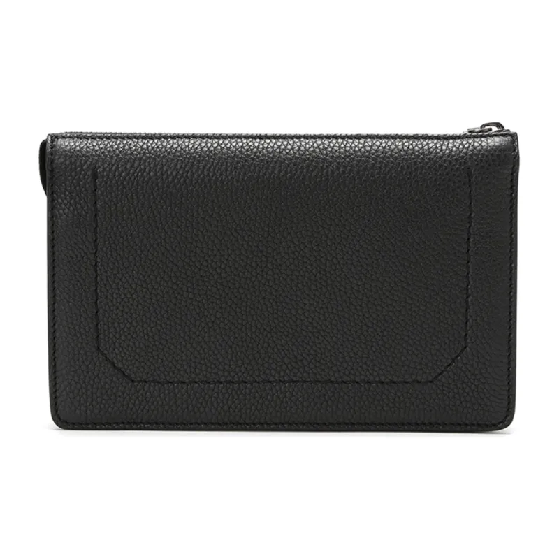 FERRAGAMO Cow Leather Clutch Men's Black-3