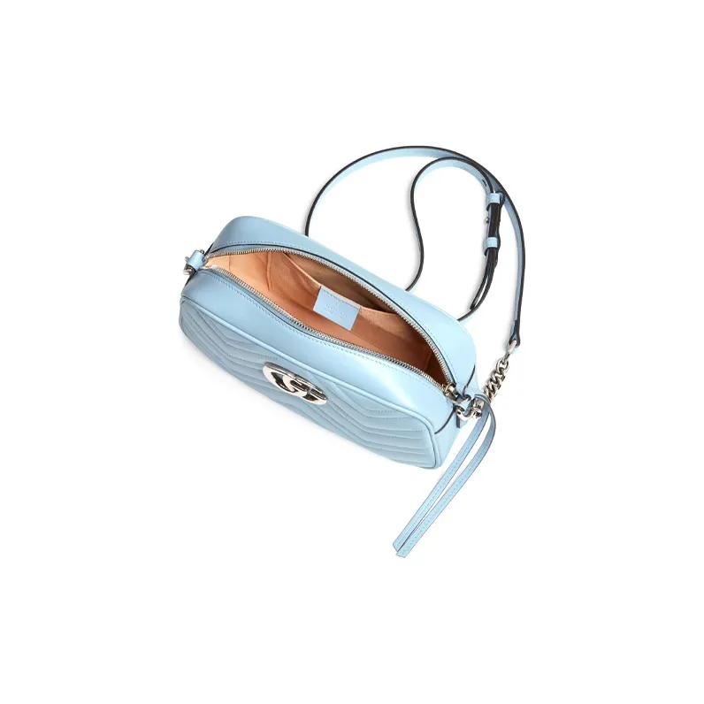 GUCCI Marmont Leather Camera Bag Portable Crossbody Bag Shoulder Bag Women's Light Blue-6