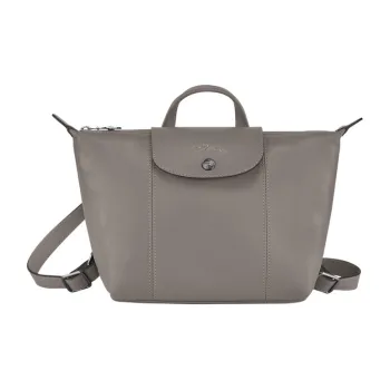LONGCHAMP Le Pliage Cuir Leather Dumpling Bag Backpack Women's Gray