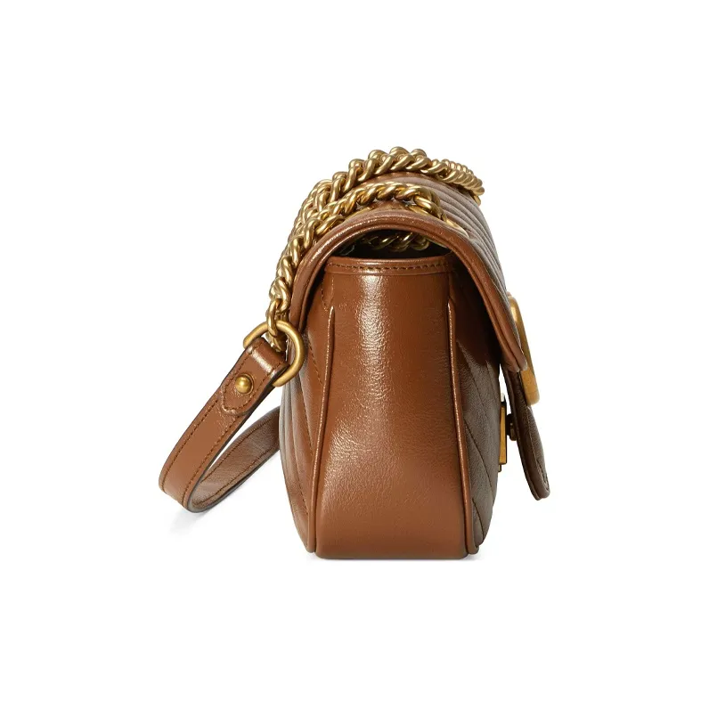 GUCCI GG Marmont Leather Crossbody Bag, Shoulder Bag Women's Brown-3
