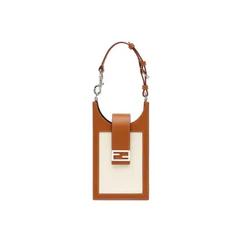 FENDI Baguette Canvas With Leather Baguette Bag Shoulder Bag Crossbody Bag Handbag Cell Phone Pouch Unisex Brown/White