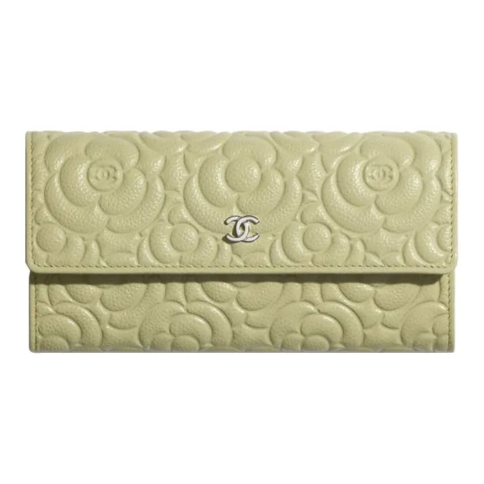 CHANEL Calfskin Wallet Women's Light Green-0