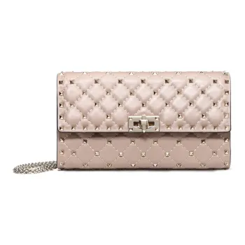 Valentino Sheepskin Chain Bag Shoulder Bag Women's Nude Pink