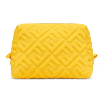 FENDI Cotton Toiletry Bag Medium Size Women's Yellow