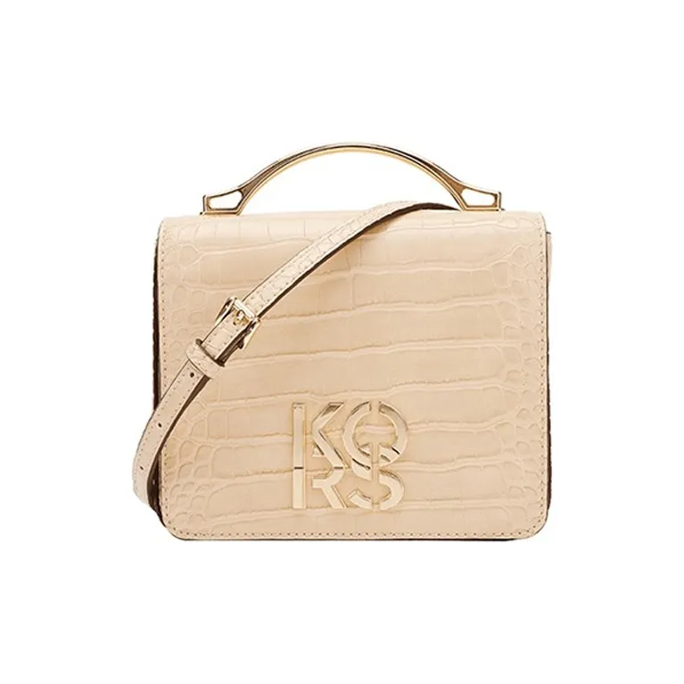 MICHAEL KORS MK Kors' Crocodile Embossed Cow Leather Handbags Crossbody Bags Medium Size Women's Milk Tea Beige-0