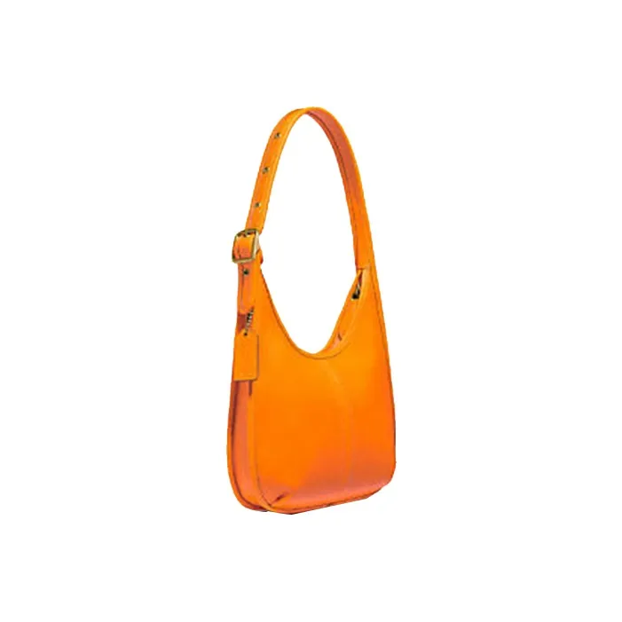 COACH Leather Hobo Crescent Bag Portable Shoulder Bag Medium Size Women's Bright Orange-1