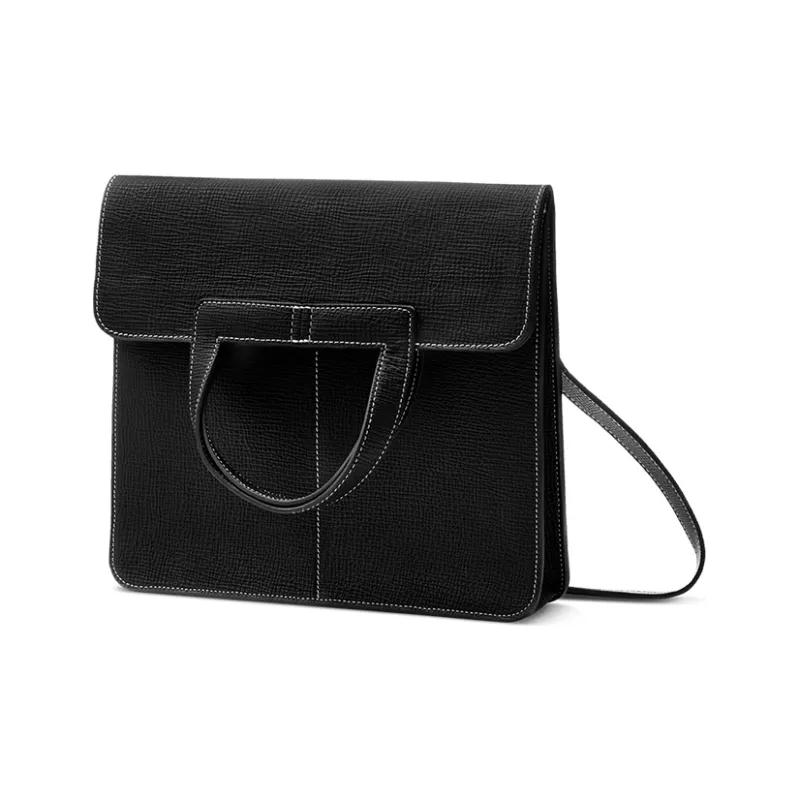 TUPLUS Top Grain Cow Leather Tofu Bag Commuter Bag Laptop Bag Handbag Medium Size Women's Multicolor-21