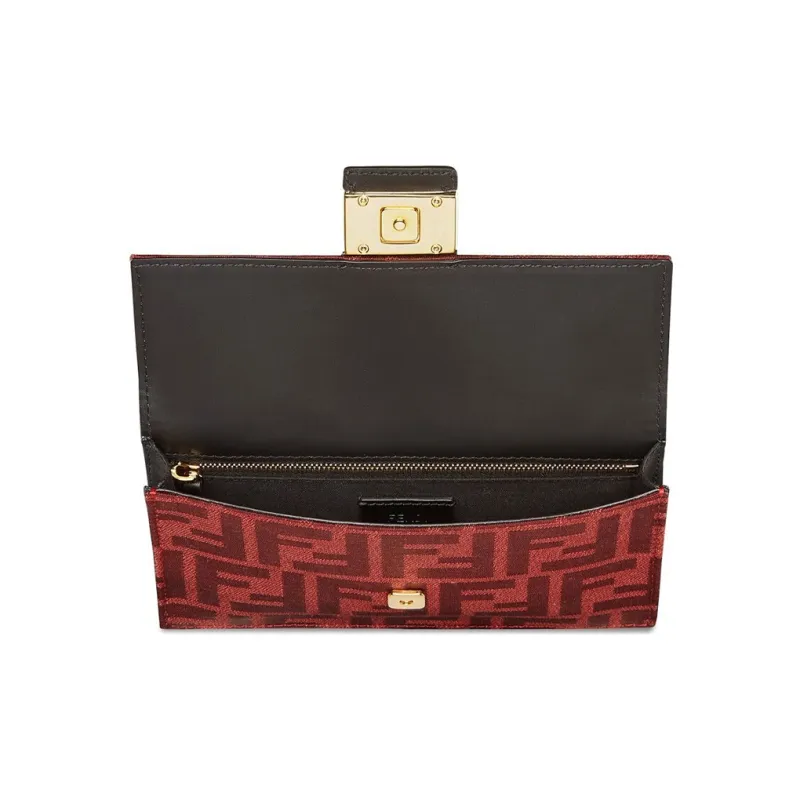 FENDI Baguette Jacquard Canvas With Leather Clutch Baguette Bag Shoulder Bag Crossbody Bag Regular Men's Red/Black-3