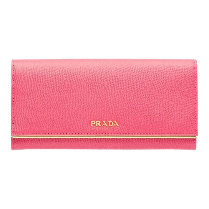 PRADA Saffiano Leather Wallet Women's Pink Peony-0