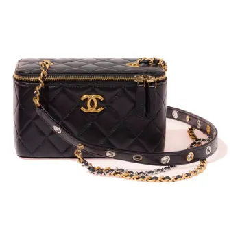 CHANEL Sheepskin Box Bag Mini Box Shoulder Bag Crossbody Bag Makeup Bag Women's Black