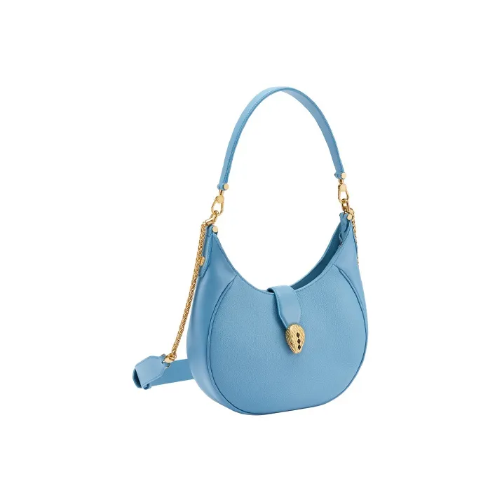 BVLGARI Serpenti Ellipse Cow Leather Handbag Shoulder Bag Crossbody Bag Women's Sapphire Blue-1