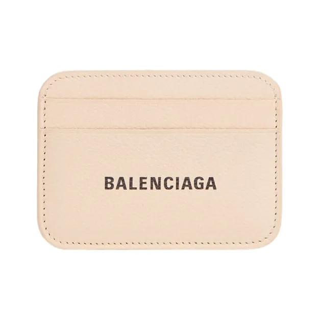 Balenciaga Grained Calfskin Card Holder Mini Women's Beige-0