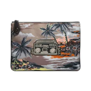 COACH Keith Haring Pouch Nylon Clutches Wallets Men's Hawaii Brown