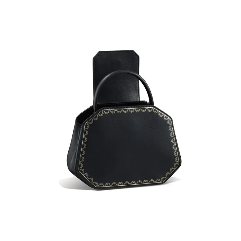 CARTIER GUIRLANDE Calfskin Handbag Shoulder Bag Crossbody Bag Mini Women's Black-4
