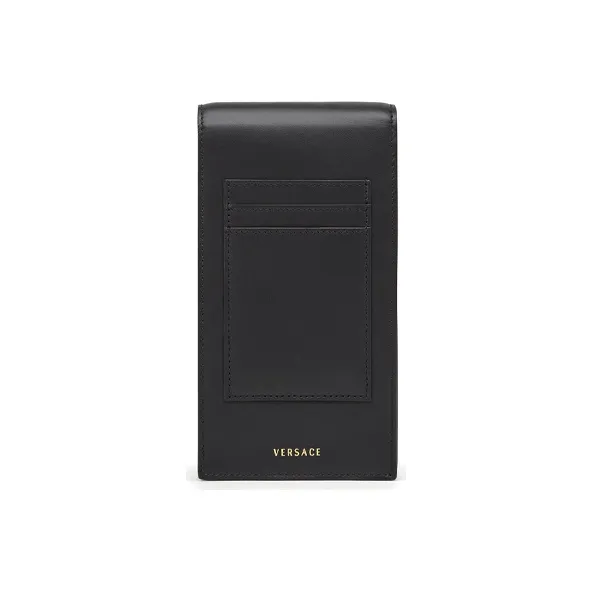 VERSACE Virtus Leather Cell Phone Pouch Women's Black-2
