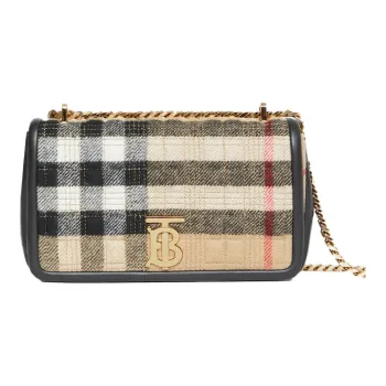 Burberry Lola Bag Quilted Silk Velvet Crossbody Bags Shoulder Bags Women's Beige