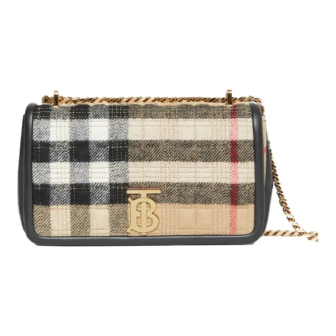 Burberry Lola Bag Quilted Silk Velvet Crossbody Bags Shoulder Bags Women's Beige-0
