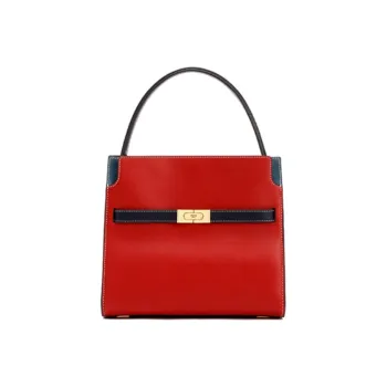 TORY BURCH Cow Leather Handbag, Shoulder Bag, Crossbody Bag Trumpets Women's Red Blue Multicolor