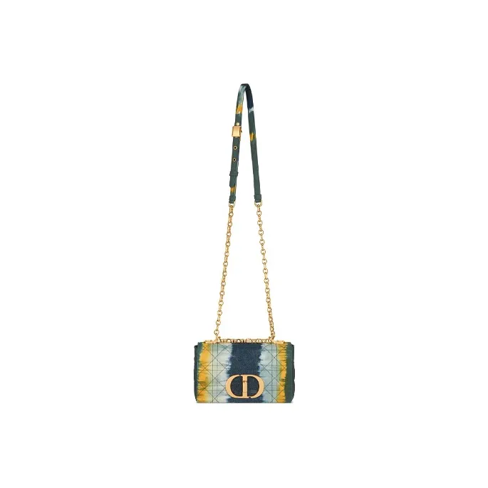 DIOR Caro Multicolor Denim Fabric Shoulder Bag Crossbody Bag Small Size Women's Multicolor-1