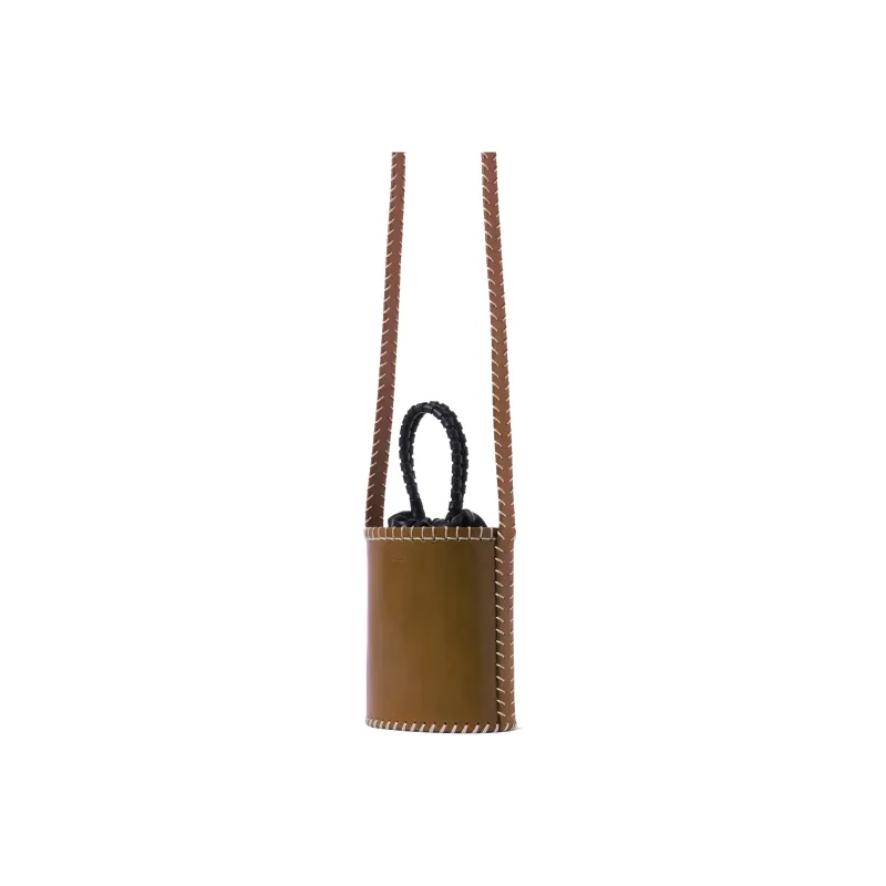 Chloe LOUELA Vegetable-Tanned Leather Bucket Bag Handbag Shoulder Bag Crossbody Bag Mini Women's Dark Olive-1