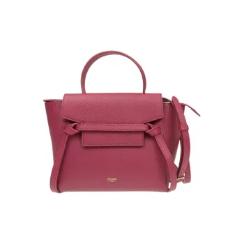 CELINE Grained Calfskin Catfish Bag Handbag Shoulder Bag Crossbody Bag Women's Candy Color/Raspberry Color