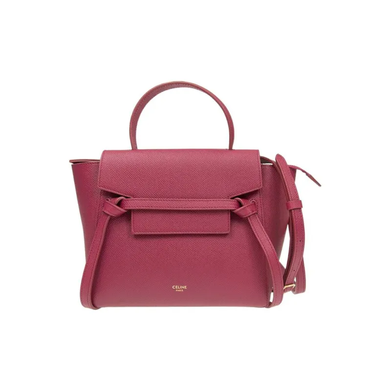 CELINE Grained Calfskin Catfish Bag Handbag Shoulder Bag Crossbody Bag Women's Candy Color/Raspberry Color-0