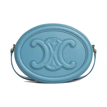 CELINE Triomphe Smooth Cow Leather Mooncake Bag Shoulder Bag Crossbody Bag Medium Size Women's Denim Blue