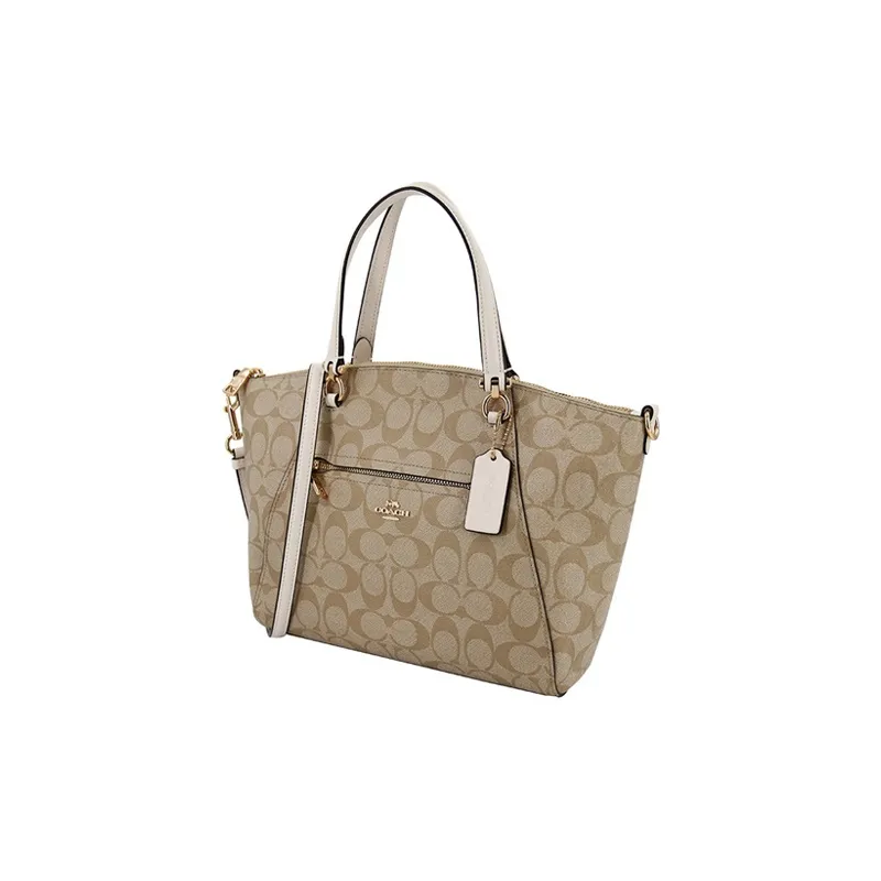 COACH Prairie Canvas With Leather Dumpling Bag, Handbag, Shoulder Bag, Crossbody Bag Medium Size Women's Brown-1