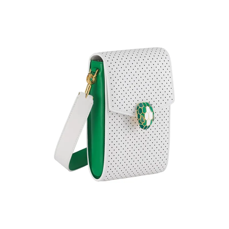 BVLGARI CASABLANCA Collaboration Cow Leather Crossbody Bag Shoulder Bag Small Size Women's White/Green-0