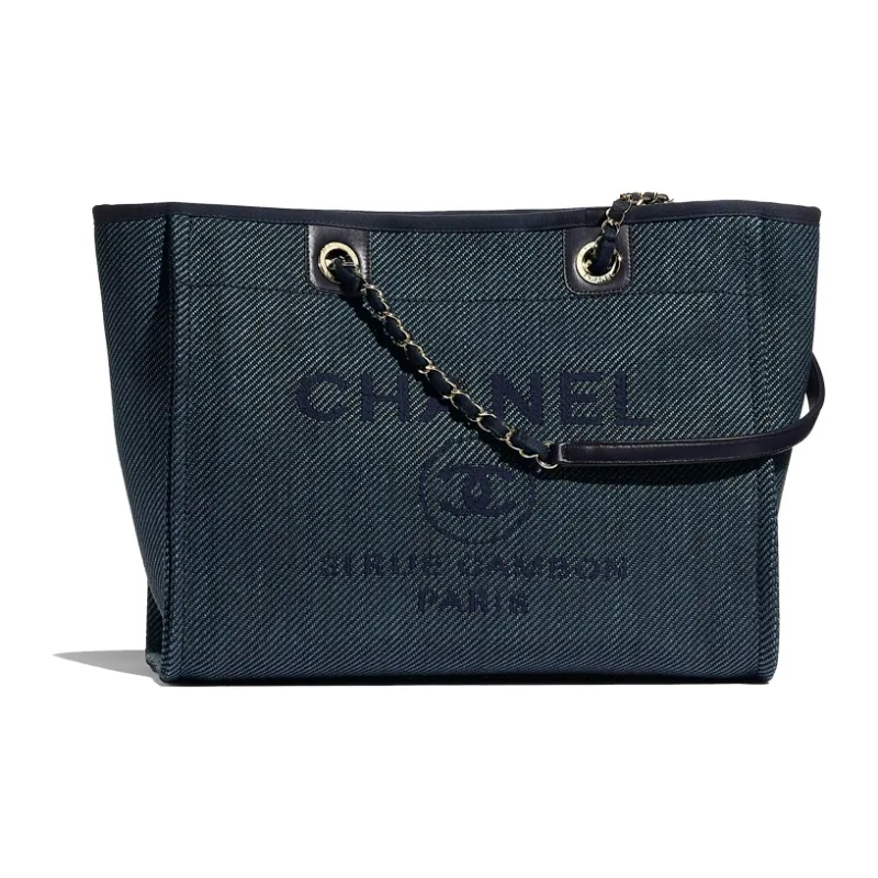 CHANEL Fabric Handbag Women's Marine Blue-0