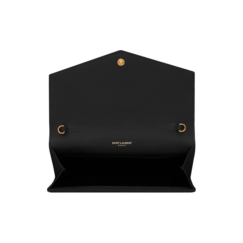 SAINT LAURENT Uptown Chain Wallet Grain De Poudre Black-5