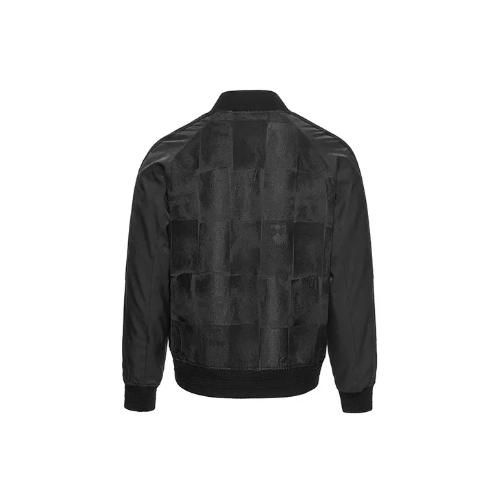 DAVID NAMAN Plaid Baseball Collar Loose Fit Puffer Jacket Men's Black-1