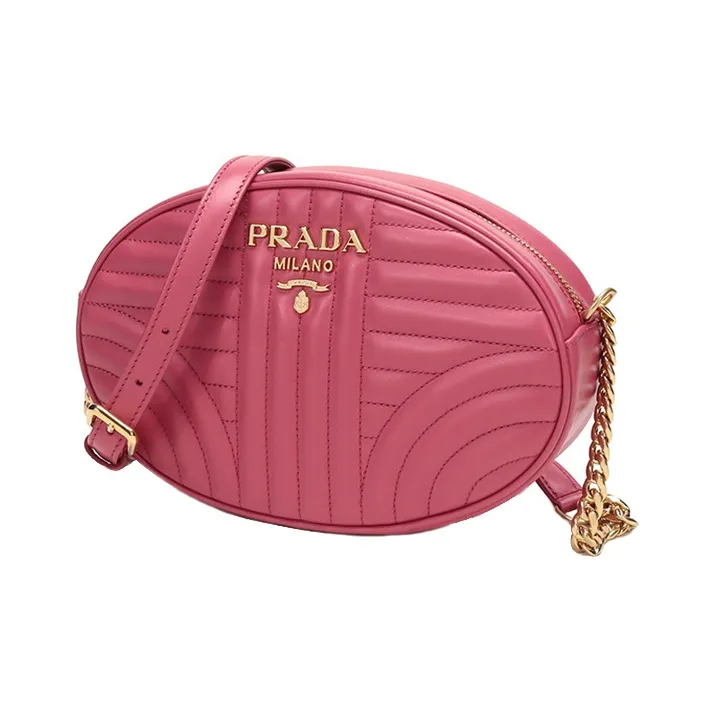 PRADA Cow Leather Crossbody Bag Shoulder Bag Women's Pink Peony-1