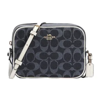 COACH Camera Canvas With Leather Camera Bag, Shoulder Bag, Crossbody Bag Mini Women's Monogram Denim Blue
