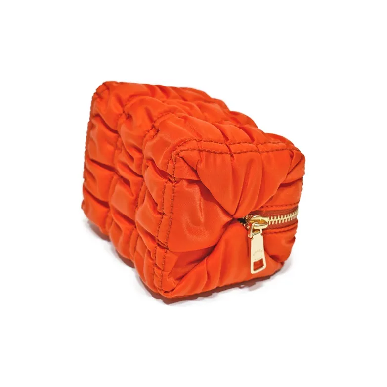 COACH Boxy Nylon Makeup Bag, Toiletry Bag Small Size Women's Orange Red-2