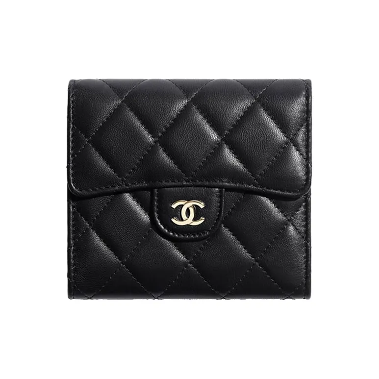 CHANEL Classic Flap CF Sheepskin Wallet Women's Black-0