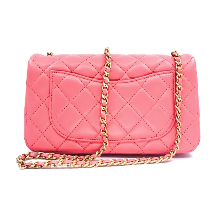 CHANEL Classic Flap CF Small Gold Ball Lambskin Shoulder Bag, Crossbody Bag Women's Pink-2