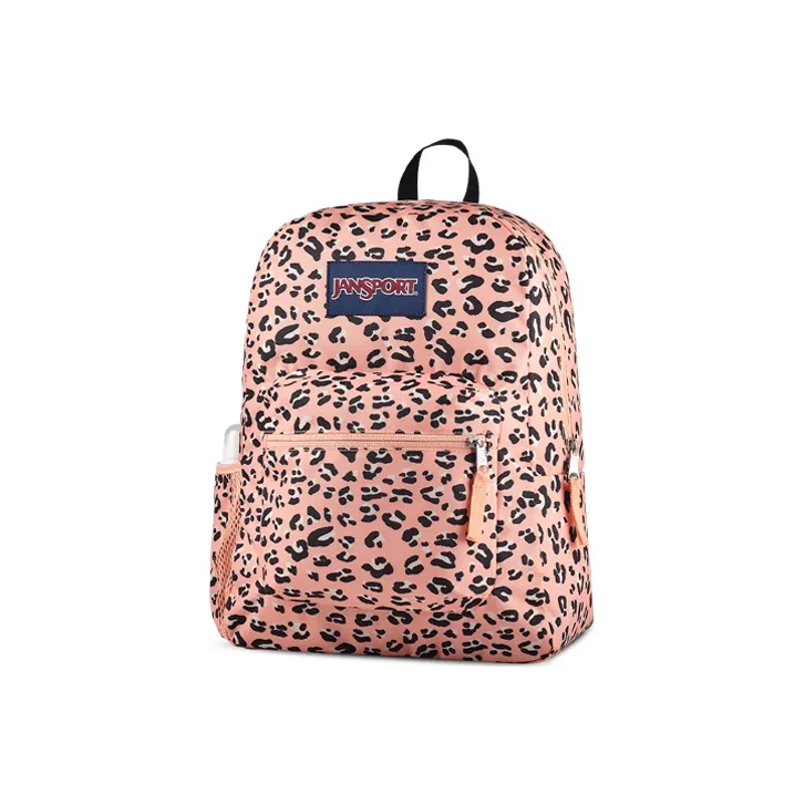 JanSport Polyester Backpack Regular Unisex Pink Leopard Print-1